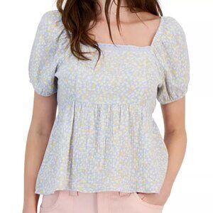 Hippie Rose Blue Gauze Babydoll Top (L)